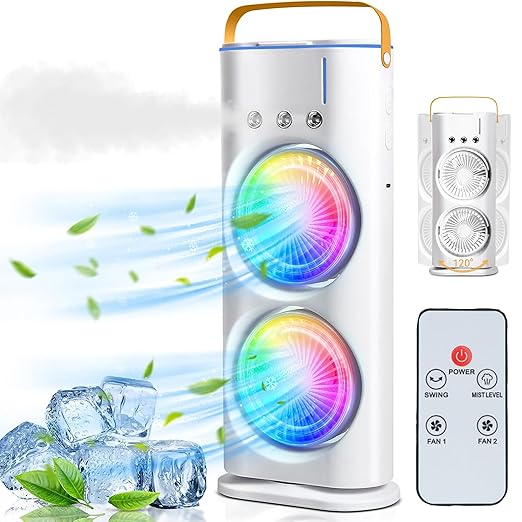 Double Tower Portable Mini Air Cooler Fan,