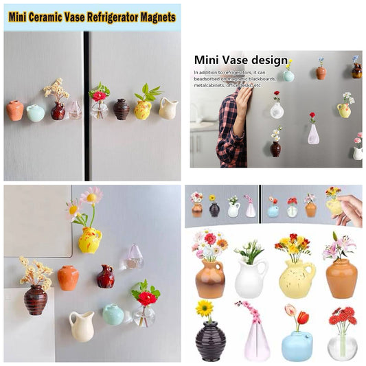 Mini Ceramic Vas Fridge Magnet 8 pecs